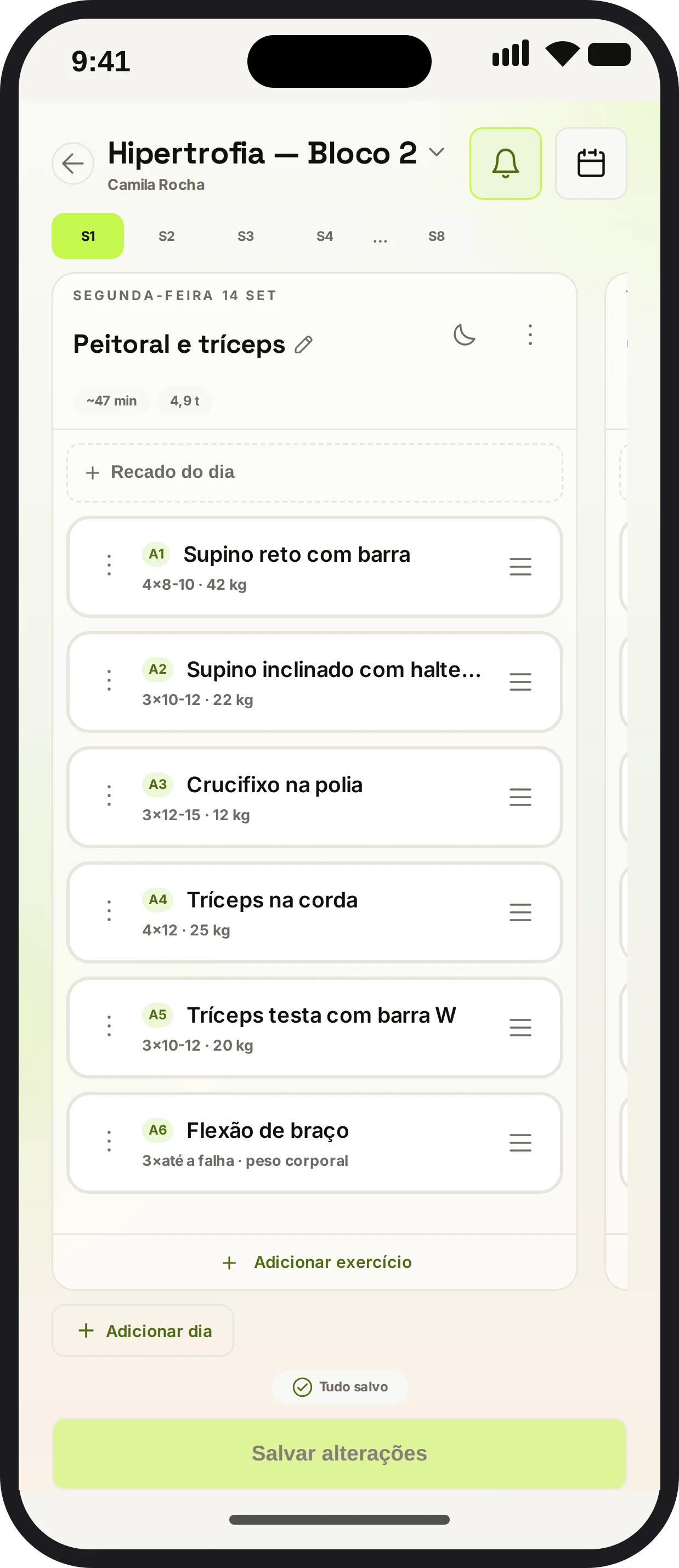 Editor de treino no vte personal, direto do celular